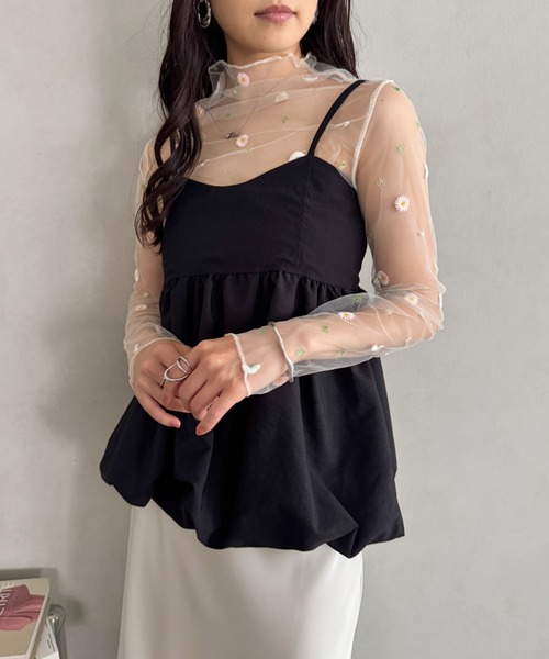 LOVALOT(ラバロット)の「花柄 シアーカットソー 長袖(Tシャツ/カットソー・レディース・ブラック/アイボリー/ホワイト/グレー・FREE)」の17枚目の写真