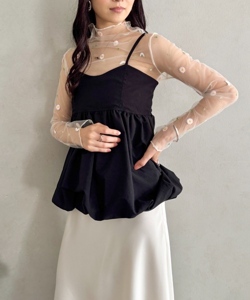 LOVALOT(ラバロット)の「花柄 シアーカットソー 長袖(Tシャツ/カットソー・レディース・ブラック/アイボリー/ホワイト/グレー・FREE)」の18枚目の写真