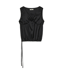 SATIN SHIRRING SLEEVELESS IN BLACK