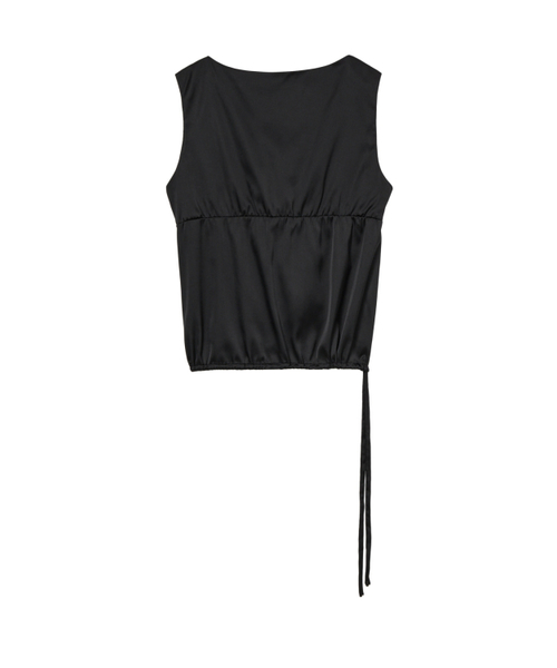 DEINET(ダイニット)の「SATIN SHIRRING SLEEVELESS IN BLACK(Tシャツ/カットソー・レディース・その他・FREE)」の5枚目の写真