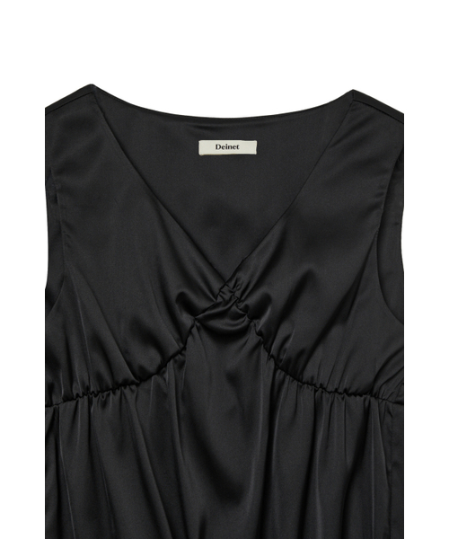 DEINET(ダイニット)の「SATIN SHIRRING SLEEVELESS IN BLACK(Tシャツ/カットソー・レディース・その他・FREE)」の4枚目の写真
