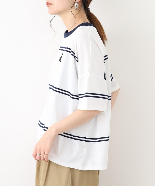 FUNALIVE(ファンアライブ)の「1point刺繍 5分袖Tシャツ(Tシャツ/カットソー・レディース・ホワイト系その他/ベージュ系その他2・L/M)」の5枚目の写真