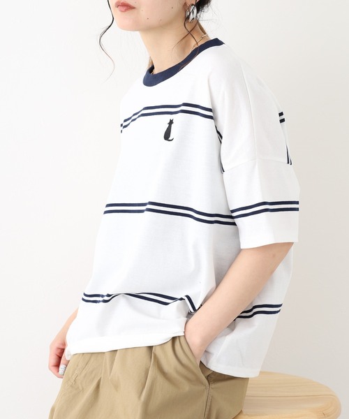 FUNALIVE(ファンアライブ)の「1point刺繍 5分袖Tシャツ(Tシャツ/カットソー・レディース・ホワイト系その他/ベージュ系その他2・L/M)」の7枚目の写真