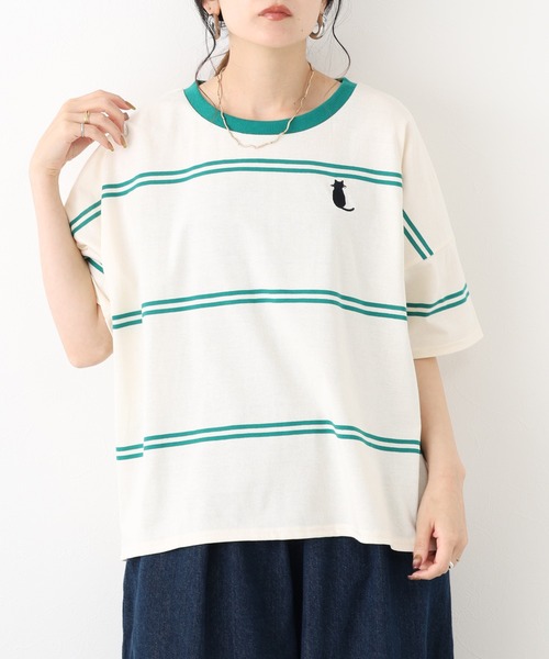 FUNALIVE(ファンアライブ)の「1point刺繍 5分袖Tシャツ(Tシャツ/カットソー・レディース・ホワイト系その他/ベージュ系その他2・L/M)」の21枚目の写真