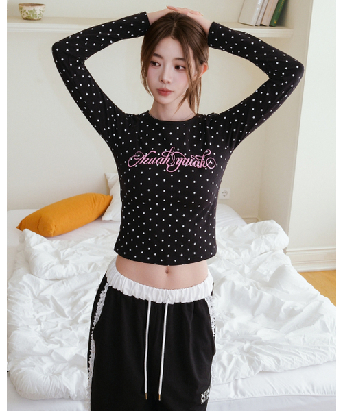 muahmuah（ムーアムーア）の「レースライン ワイドバンディングパンツ [ブラック]（スウェットパンツ・レディース・その他・FREE）」の7枚目の写真