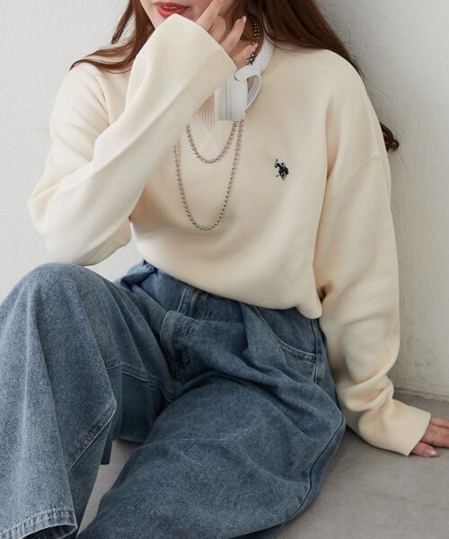 U.S. POLO ASSN.(ユーエスポロアッスン)の「【U.S. POLO ASSN.】スエットライクニットプルオーバー(スウェット・レディース・ブラウン/ブルー/ボルドー/アイボリー/グレー・FREE)」の1枚目の写真
