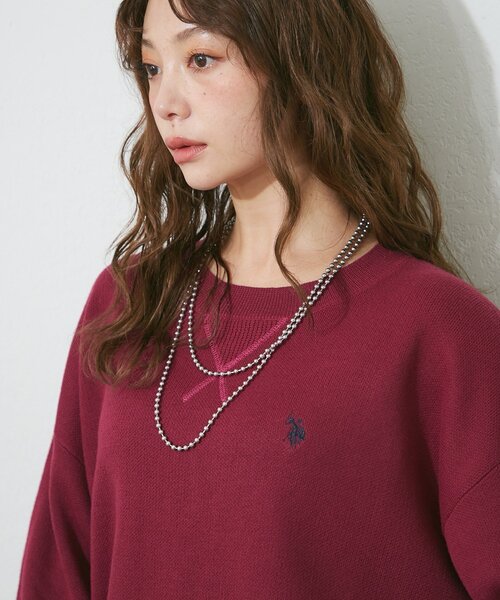 U.S. POLO ASSN.(ユーエスポロアッスン)の「【U.S. POLO ASSN.】スエットライクニットプルオーバー(スウェット・レディース・ブラウン/ブルー/ボルドー/アイボリー/グレー・FREE)」の5枚目の写真