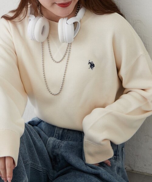 U.S. POLO ASSN.(ユーエスポロアッスン)の「【U.S. POLO ASSN.】スエットライクニットプルオーバー(スウェット・レディース・ブラウン/ブルー/ボルドー/アイボリー/グレー・FREE)」の8枚目の写真
