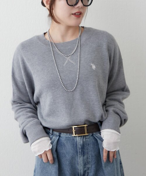 U.S. POLO ASSN.(ユーエスポロアッスン)の「【U.S. POLO ASSN.】スエットライクニットプルオーバー(スウェット・レディース・ブラウン/ブルー/ボルドー/アイボリー/グレー・FREE)」の11枚目の写真