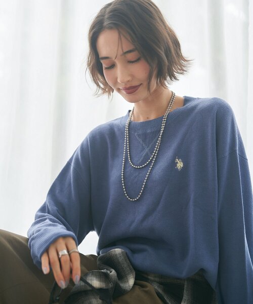 U.S. POLO ASSN.(ユーエスポロアッスン)の「【U.S. POLO ASSN.】スエットライクニットプルオーバー(スウェット・レディース・ブラウン/ブルー/ボルドー/アイボリー/グレー・FREE)」の14枚目の写真