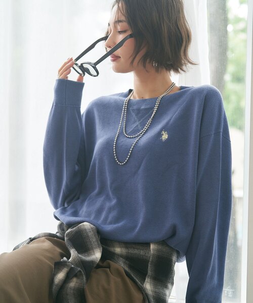 U.S. POLO ASSN.(ユーエスポロアッスン)の「【U.S. POLO ASSN.】スエットライクニットプルオーバー(スウェット・レディース・ブラウン/ブルー/ボルドー/アイボリー/グレー・FREE)」の15枚目の写真