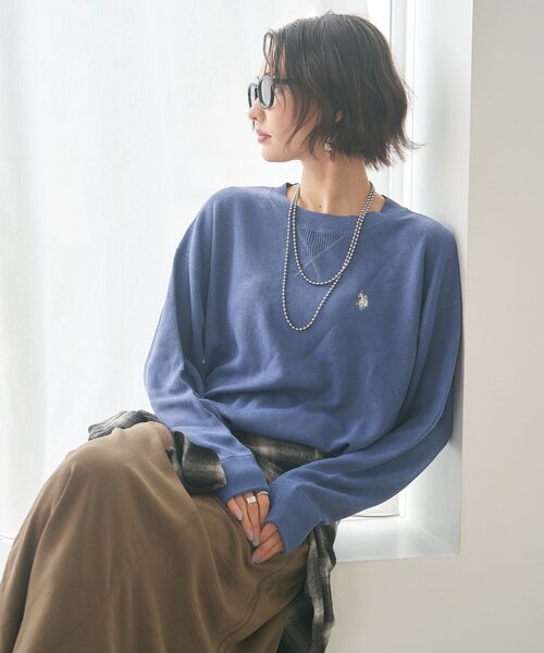 U.S. POLO ASSN.(ユーエスポロアッスン)の「【U.S. POLO ASSN.】スエットライクニットプルオーバー(スウェット・レディース・ブラウン/ブルー/ボルドー/アイボリー/グレー・FREE)」の18枚目の写真