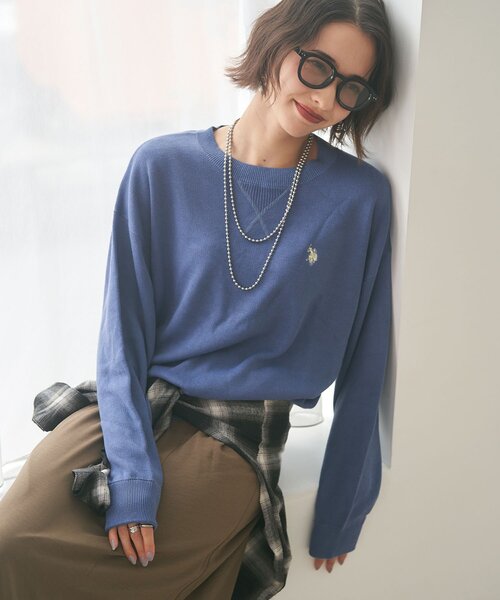 U.S. POLO ASSN.(ユーエスポロアッスン)の「【U.S. POLO ASSN.】スエットライクニットプルオーバー(スウェット・レディース・ブラウン/ブルー/ボルドー/アイボリー/グレー・FREE)」の19枚目の写真