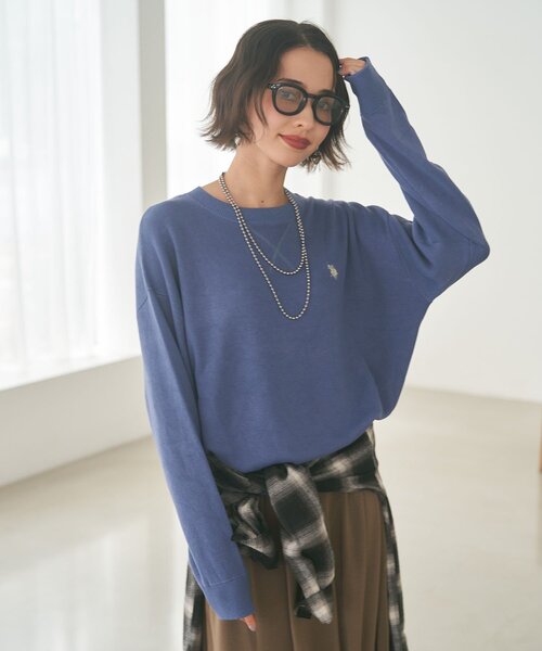 U.S. POLO ASSN.(ユーエスポロアッスン)の「【U.S. POLO ASSN.】スエットライクニットプルオーバー(スウェット・レディース・ブラウン/ブルー/ボルドー/アイボリー/グレー・FREE)」の20枚目の写真