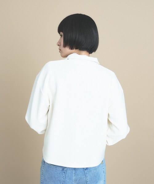 cloenc（クロエンス）の「SMOOTHKEEP ハーフジッププルオーバー【360°ストレッチ／セットアップ対応】（Tシャツ/カットソー・レディース・アイボリー/ブラウン系/ネイビー・02/00）」の9枚目の写真