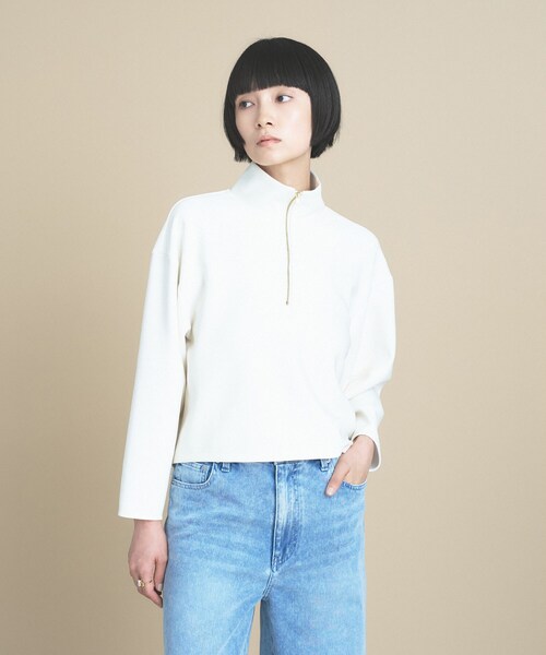 cloenc（クロエンス）の「SMOOTHKEEP ハーフジッププルオーバー【360°ストレッチ／セットアップ対応】（Tシャツ/カットソー・レディース・アイボリー/ブラウン系/ネイビー・02/00）」の11枚目の写真