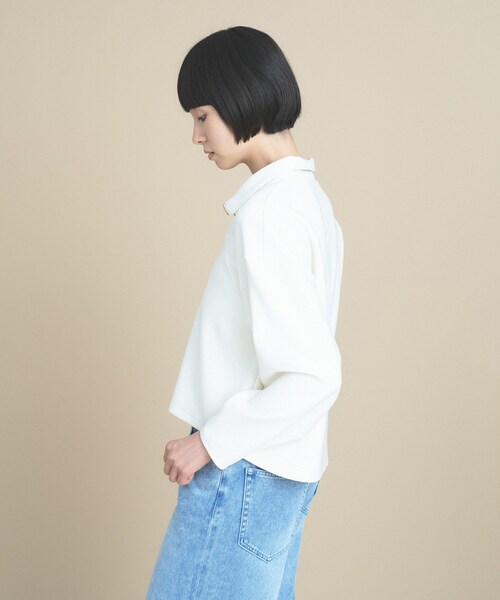 cloenc（クロエンス）の「SMOOTHKEEP ハーフジッププルオーバー【360°ストレッチ／セットアップ対応】（Tシャツ/カットソー・レディース・アイボリー/ブラウン系/ネイビー・02/00）」の13枚目の写真