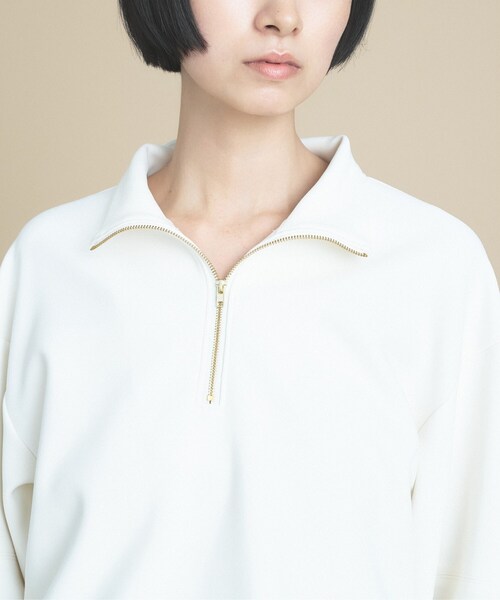cloenc（クロエンス）の「SMOOTHKEEP ハーフジッププルオーバー【360°ストレッチ／セットアップ対応】（Tシャツ/カットソー・レディース・アイボリー/ブラウン系/ネイビー・02/00）」の15枚目の写真