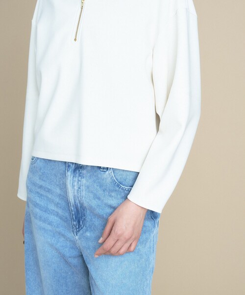 cloenc（クロエンス）の「SMOOTHKEEP ハーフジッププルオーバー【360°ストレッチ／セットアップ対応】（Tシャツ/カットソー・レディース・アイボリー/ブラウン系/ネイビー・02/00）」の16枚目の写真