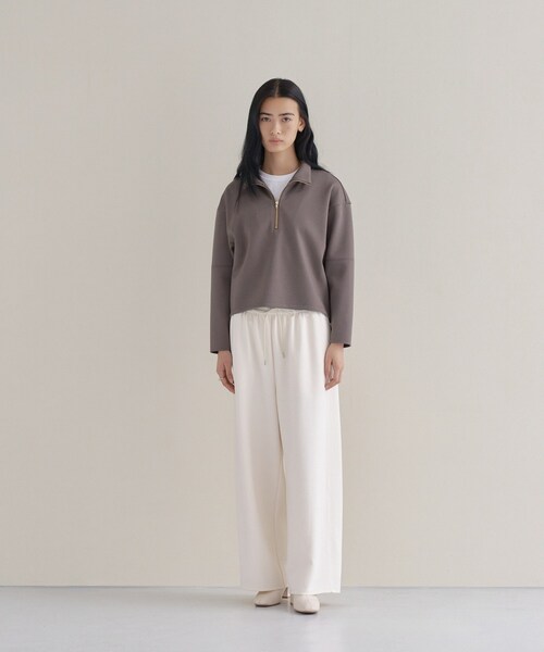 cloenc（クロエンス）の「SMOOTHKEEP ハーフジッププルオーバー【360°ストレッチ／セットアップ対応】（Tシャツ/カットソー・レディース・アイボリー/ブラウン系/ネイビー・02/00）」の18枚目の写真