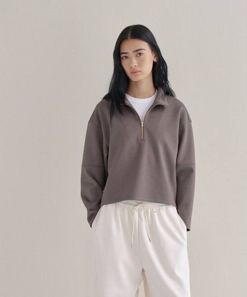 cloenc（クロエンス）の「SMOOTHKEEP ハーフジッププルオーバー【360°ストレッチ／セットアップ対応】（Tシャツ/カットソー・レディース・アイボリー/ブラウン系/ネイビー・02/00）」の19枚目の写真