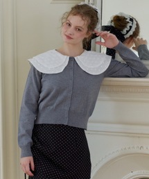 double lace collar cardigan / ダブルレース襟ニットカーディガン
