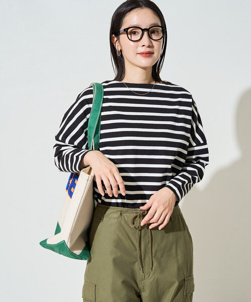 FREAK'S STORE(フリークスストア)の「\シリーズ累計41,000枚突破/限定展開 バスク ボーダー ロングスリーブ Tシャツ(Tシャツ/カットソー・レディース・ブラック/イエロー/ブラウン/ベージュ/オフホワイト/チャコールグレー/ライトピンク/グリーン・フリ-)」の9枚目の写真