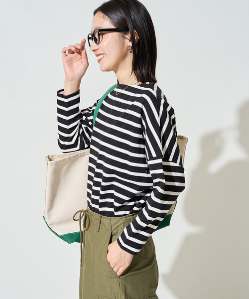FREAK'S STORE(フリークスストア)の「\シリーズ累計41,000枚突破/限定展開 バスク ボーダー ロングスリーブ Tシャツ(Tシャツ/カットソー・レディース・ブラック/イエロー/ブラウン/ベージュ/オフホワイト/チャコールグレー/ライトピンク/グリーン・フリ-)」の10枚目の写真