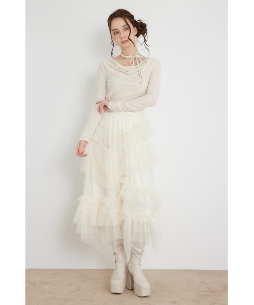 rienda（リエンダ）の「【AW先行アイテム】ドレープベロアトップス 秋服 冬服（Tシャツ/カットソー・レディース・ブラウン/アイボリー/ピンク・FREE）」の4枚目の写真