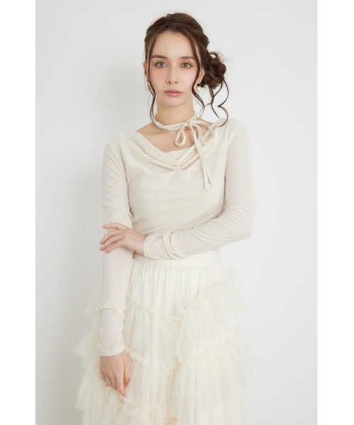 rienda（リエンダ）の「【AW先行アイテム】ドレープベロアトップス 秋服 冬服（Tシャツ/カットソー・レディース・ブラウン/アイボリー/ピンク・FREE）」の7枚目の写真