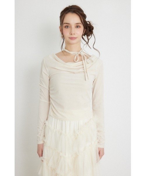 rienda（リエンダ）の「【AW先行アイテム】ドレープベロアトップス 秋服 冬服（Tシャツ/カットソー・レディース・ブラウン/アイボリー/ピンク・FREE）」の9枚目の写真