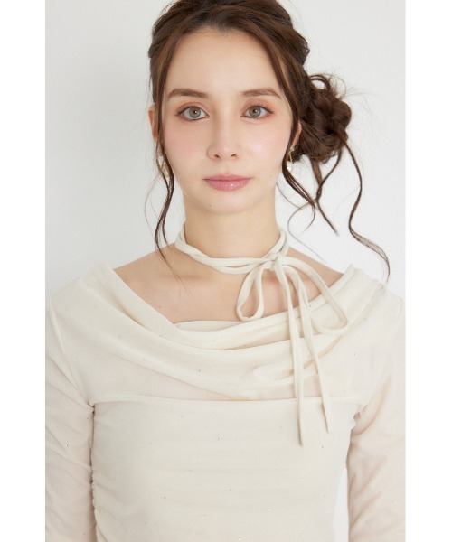 rienda（リエンダ）の「【AW先行アイテム】ドレープベロアトップス 秋服 冬服（Tシャツ/カットソー・レディース・ブラウン/アイボリー/ピンク・FREE）」の12枚目の写真