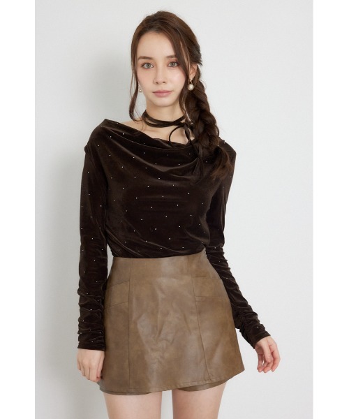 rienda（リエンダ）の「【AW先行アイテム】ドレープベロアトップス 秋服 冬服（Tシャツ/カットソー・レディース・ブラウン/アイボリー/ピンク・FREE）」の15枚目の写真