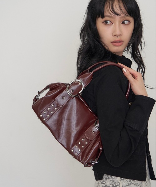 WHO'S WHO gallery(フーズフーギャラリー)の「【WEB限定】ダブルバックルミニボストンバッグ(ボストンバッグ・レディース・ブラック/ダークブラウン/オフホワイト・FREE)」の10枚目の写真