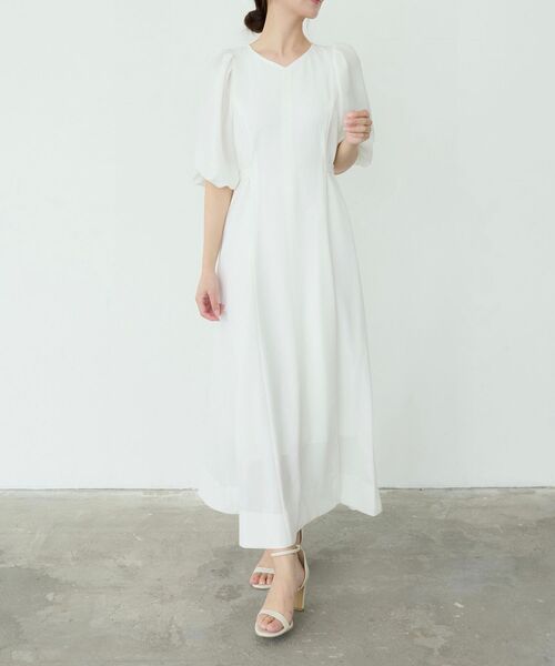 cle blatt(クレブラット)の「パフスリーブパネルドレス(ワンピース・レディース・ブラック/オフホワイト・SMALL/MEDIUM)」の12枚目の写真