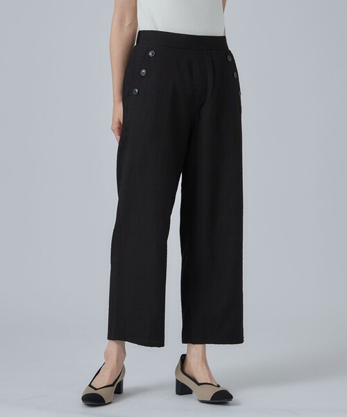 SHOO・LA・RUE(シューラルー)の「【S-LL/洗濯機可】ボタンがアクセント ストレートクロップドパンツ(その他パンツ・レディース・ブラック/ネイビー/ベージュ・04/03/02/01)」の4枚目の写真