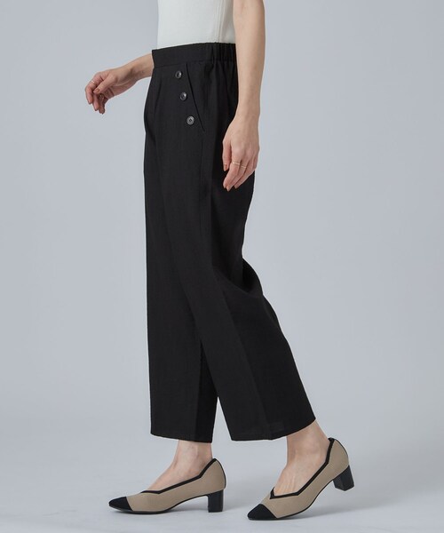 SHOO・LA・RUE(シューラルー)の「【S-LL/洗濯機可】ボタンがアクセント ストレートクロップドパンツ(その他パンツ・レディース・ブラック/ネイビー/ベージュ・04/03/02/01)」の5枚目の写真
