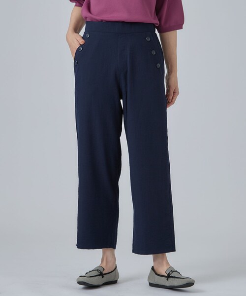 SHOO・LA・RUE(シューラルー)の「【S-LL/洗濯機可】ボタンがアクセント ストレートクロップドパンツ(その他パンツ・レディース・ブラック/ネイビー/ベージュ・04/03/02/01)」の12枚目の写真