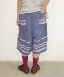 LACE TRIM NYLON BERMUDA PANTS PURPLE