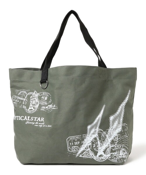 BEAMS T(ビームスティー)の「OPTICALSTAR / Tote Bag(トートバッグ・メンズ・オリーブ・ONE SIZE)」の1枚目の写真