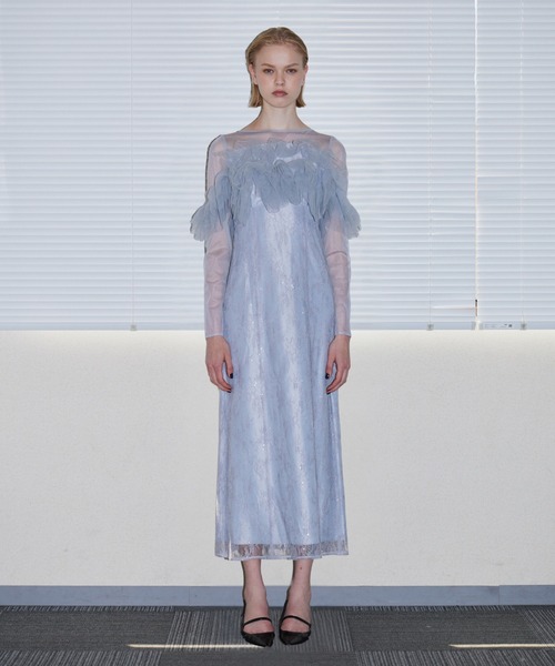 ANDRESD（アンドレスド）の「チュールスパークルドレス / TULLE SPARKLE DRESS（ドレス・レディース・ブラウン/イエロー/ライトグレー・L/M/S）」の4枚目の写真