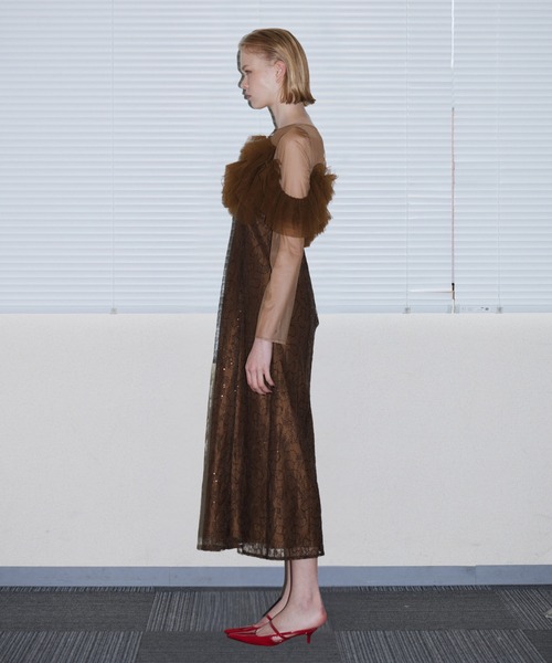 ANDRESD（アンドレスド）の「チュールスパークルドレス / TULLE SPARKLE DRESS（ドレス・レディース・ブラウン/イエロー/ライトグレー・L/M/S）」の15枚目の写真