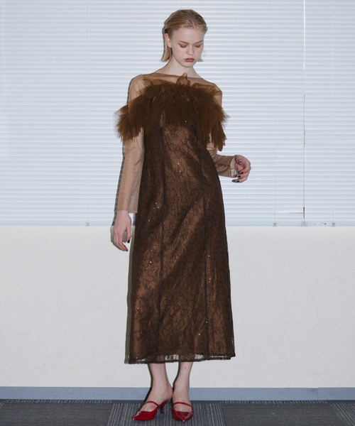 ANDRESD（アンドレスド）の「チュールスパークルドレス / TULLE SPARKLE DRESS（ドレス・レディース・ブラウン/イエロー/ライトグレー・L/M/S）」の10枚目の写真