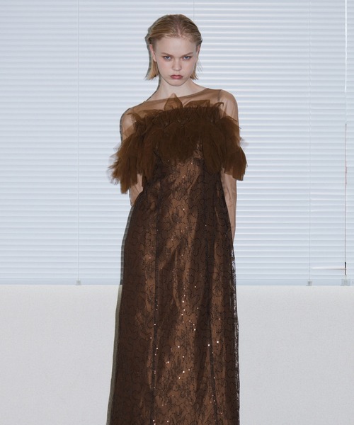 ANDRESD（アンドレスド）の「チュールスパークルドレス / TULLE SPARKLE DRESS（ドレス・レディース・ブラウン/イエロー/ライトグレー・L/M/S）」の12枚目の写真