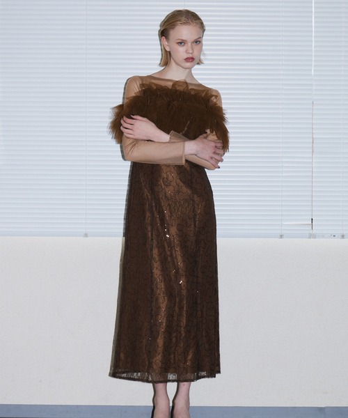 ANDRESD（アンドレスド）の「チュールスパークルドレス / TULLE SPARKLE DRESS（ドレス・レディース・ブラウン/イエロー/ライトグレー・L/M/S）」の11枚目の写真