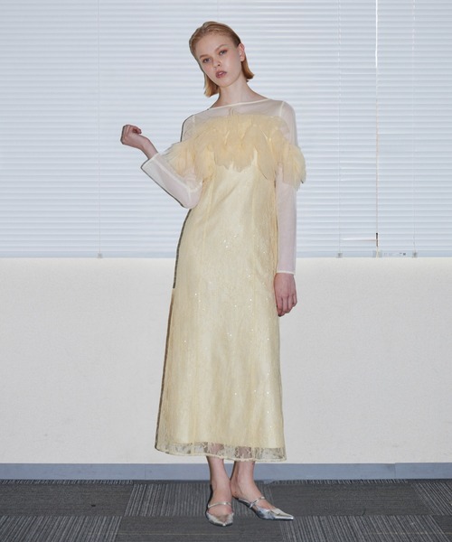 ANDRESD（アンドレスド）の「チュールスパークルドレス / TULLE SPARKLE DRESS（ドレス・レディース・ブラウン/イエロー/ライトグレー・L/M/S）」の19枚目の写真
