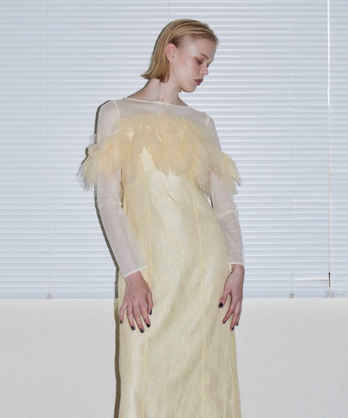 ANDRESD（アンドレスド）の「チュールスパークルドレス / TULLE SPARKLE DRESS（ドレス・レディース・ブラウン/イエロー/ライトグレー・L/M/S）」の21枚目の写真