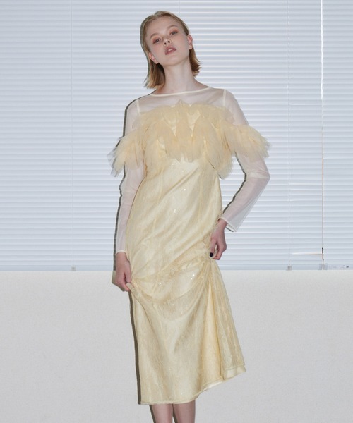 ANDRESD（アンドレスド）の「チュールスパークルドレス / TULLE SPARKLE DRESS（ドレス・レディース・ブラウン/イエロー/ライトグレー・L/M/S）」の20枚目の写真