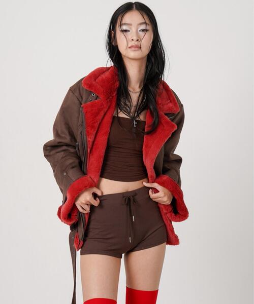 ROYAL FLASH(ロイヤルフラッシュ)の「MITSUKI/ミツキ/2WAY FAUX SHEARLING JACKET(その他アウター・レディース・ブラック/ブラウン・F)」の1枚目の写真