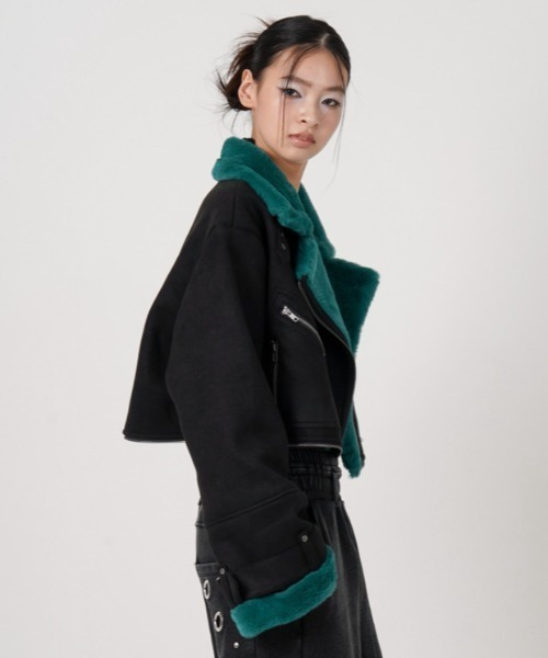 ROYAL FLASH(ロイヤルフラッシュ)の「MITSUKI/ミツキ/2WAY FAUX SHEARLING JACKET(その他アウター・レディース・ブラック/ブラウン・F)」の14枚目の写真